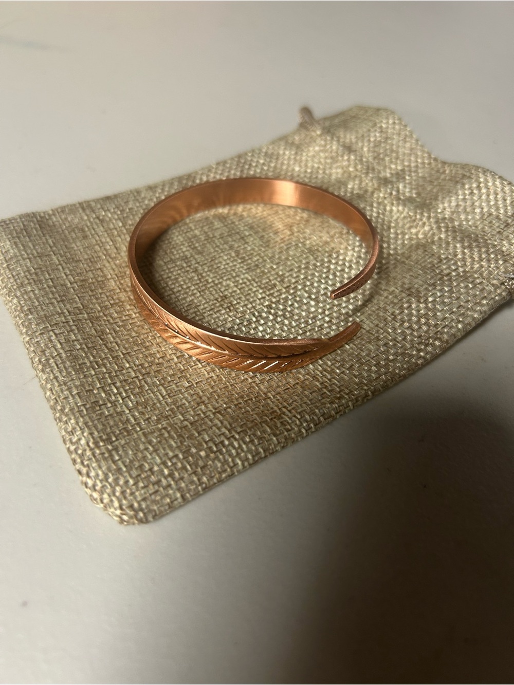 Copper Leaf-Engraved boho Cuff Bracelet